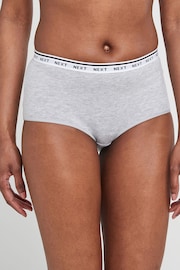 White/Black/Grey Midi Cotton Rich Logo Knickers 4 Pack - Image 4 of 8