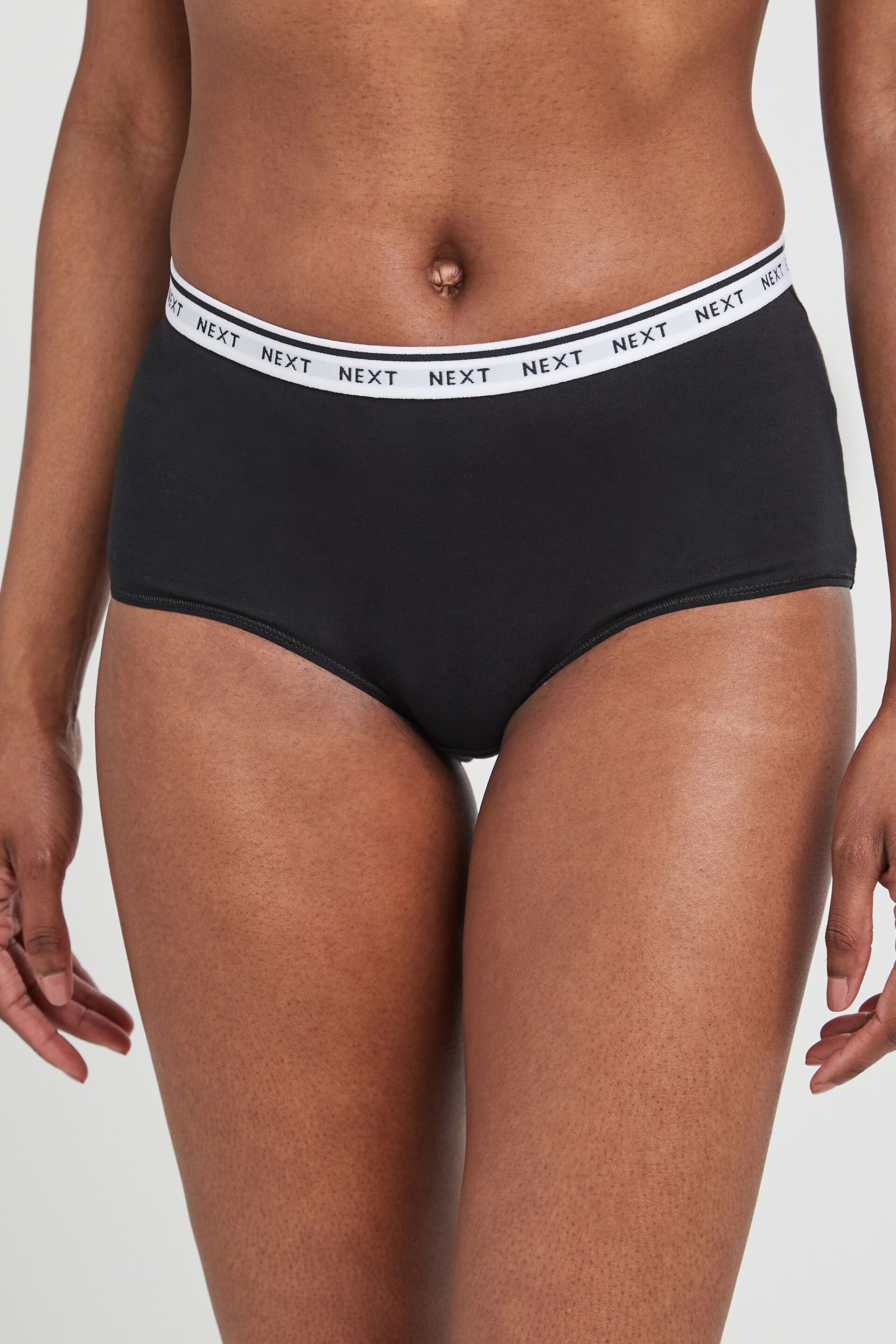 White/Black/Grey Midi Cotton Rich Logo Knickers 4 Pack - Image 5 of 8