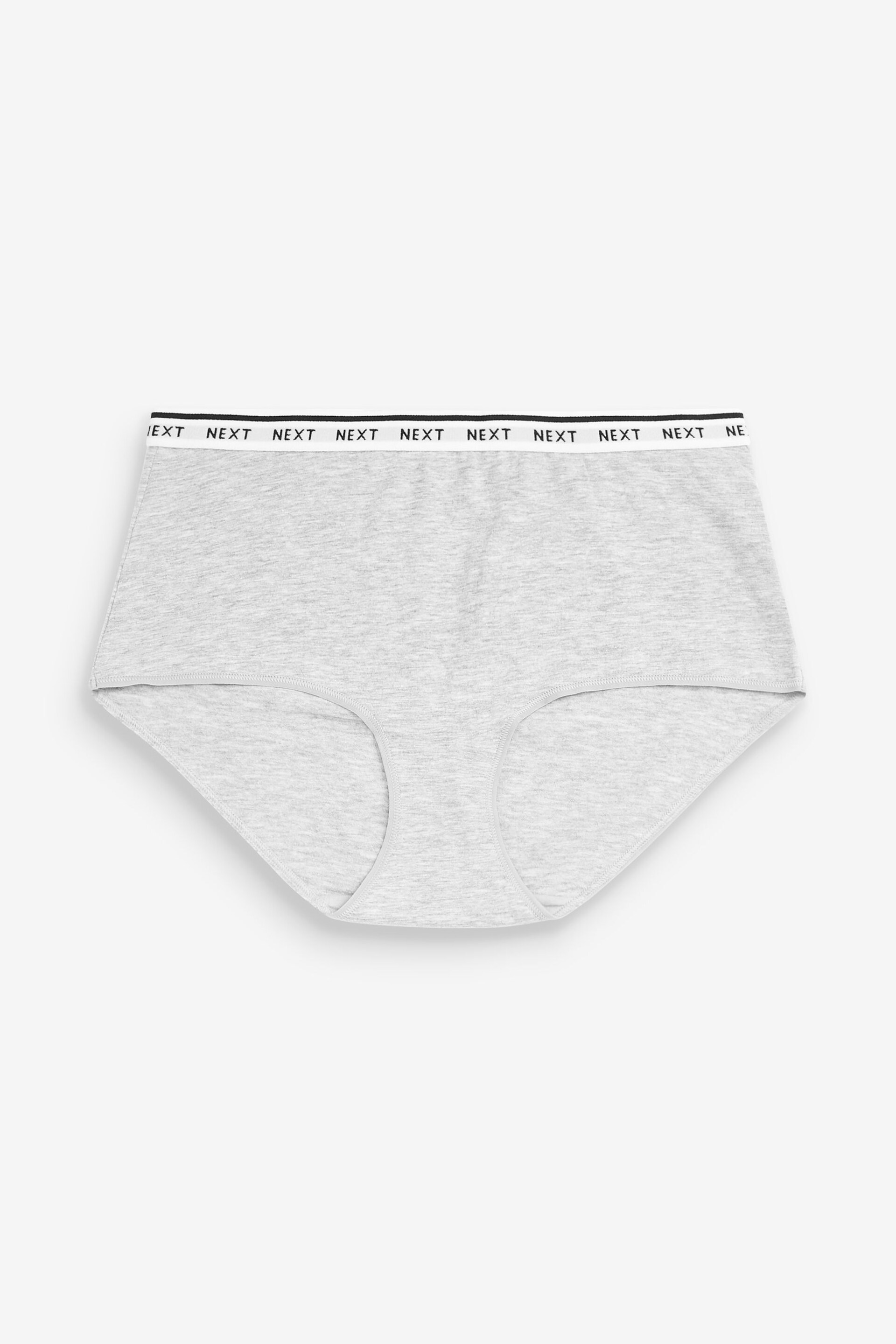 White/Black/Grey Midi Cotton Rich Logo Knickers 4 Pack - Image 8 of 8