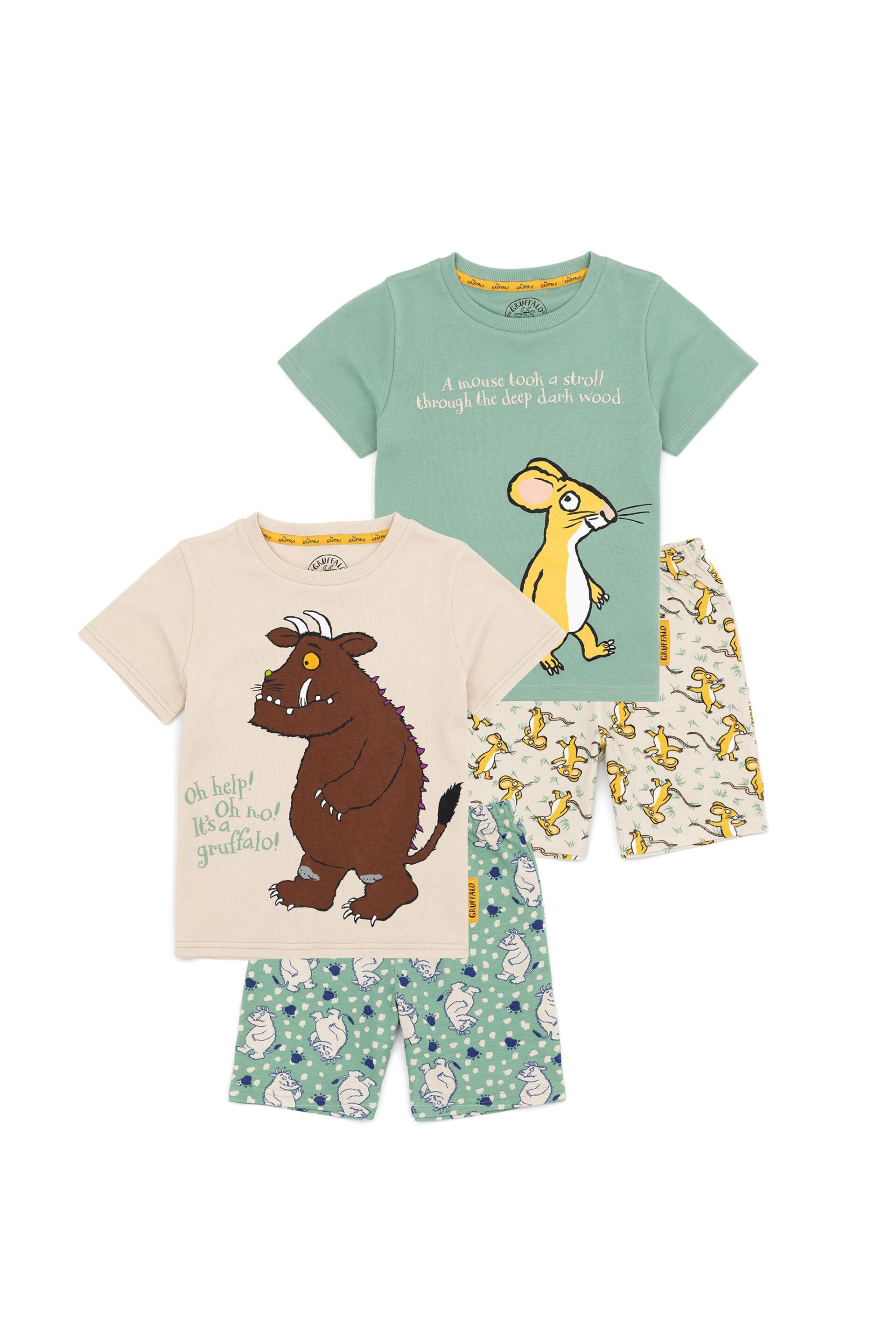 Vanilla Underground Green Gruffalo Kids Licensing Pyjamas 2 Packs - Image 1 of 5