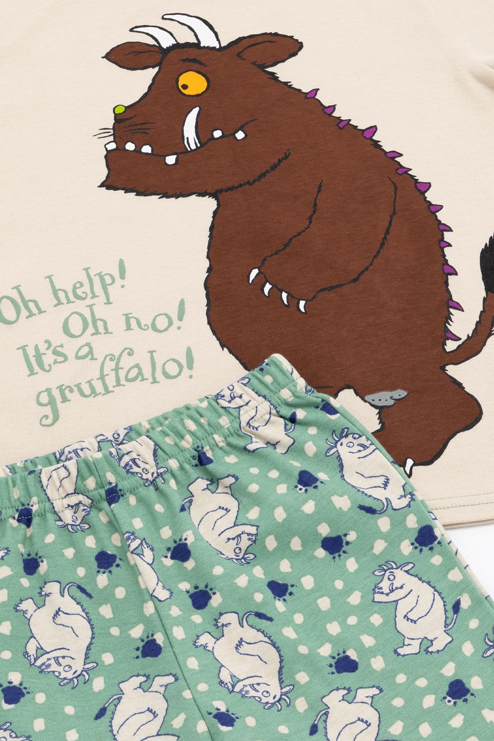 Vanilla Underground Green Gruffalo Kids Licensing Pyjamas 2 Packs - Image 4 of 5