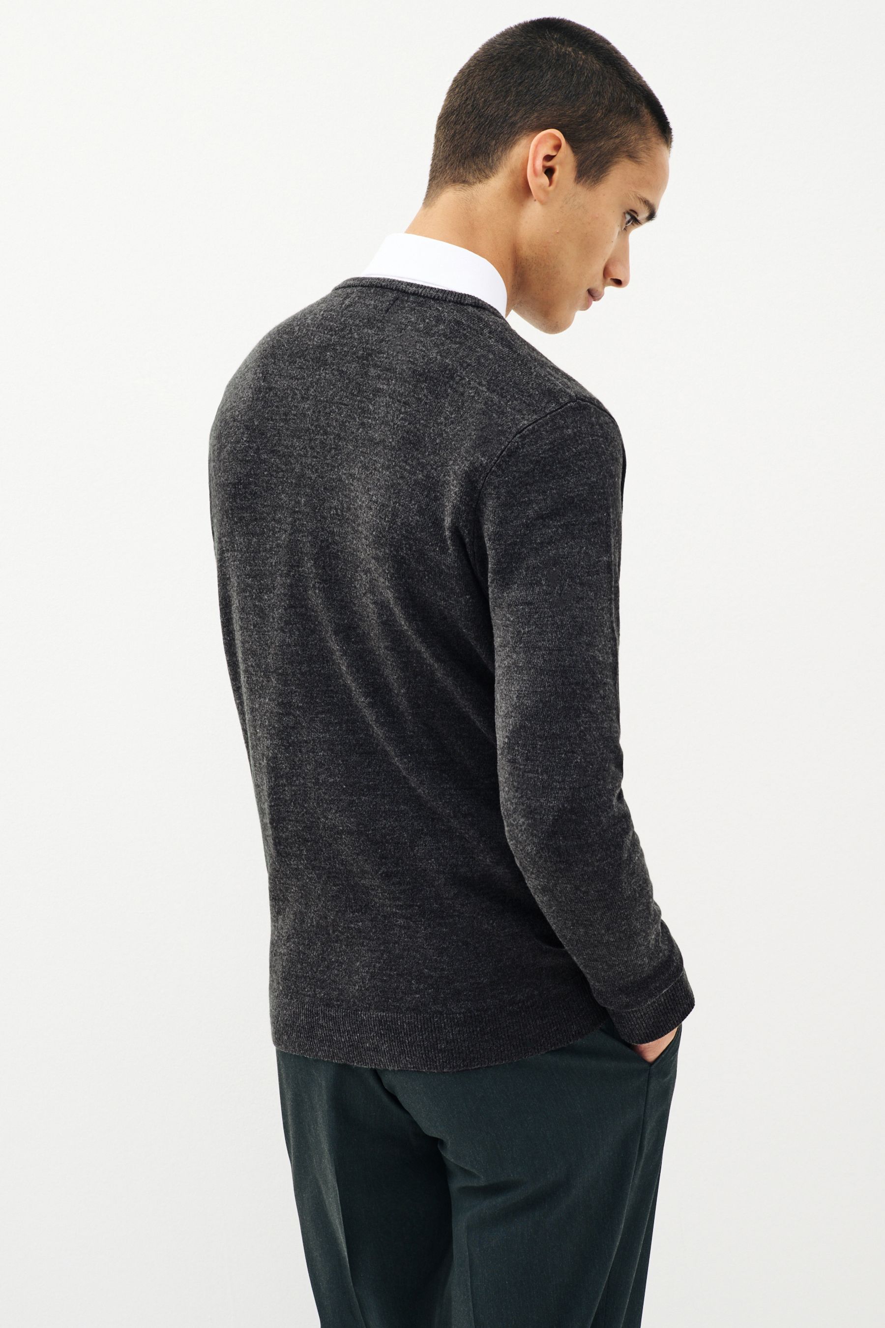 Buy Dark Grey V Neck Regular Soft Touch Knit Jumper from the Next UK online shop