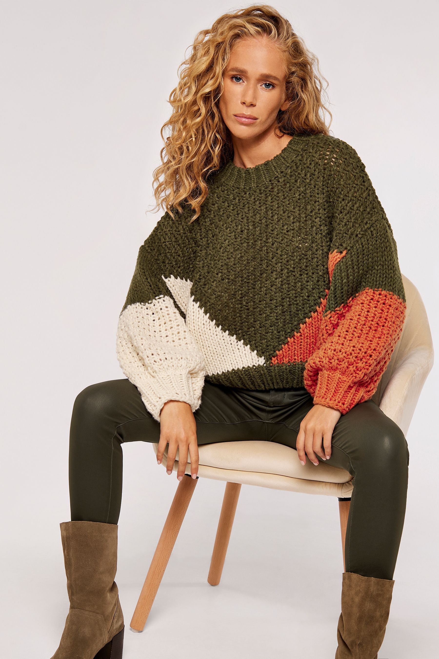 Orange chunky knit top jumper