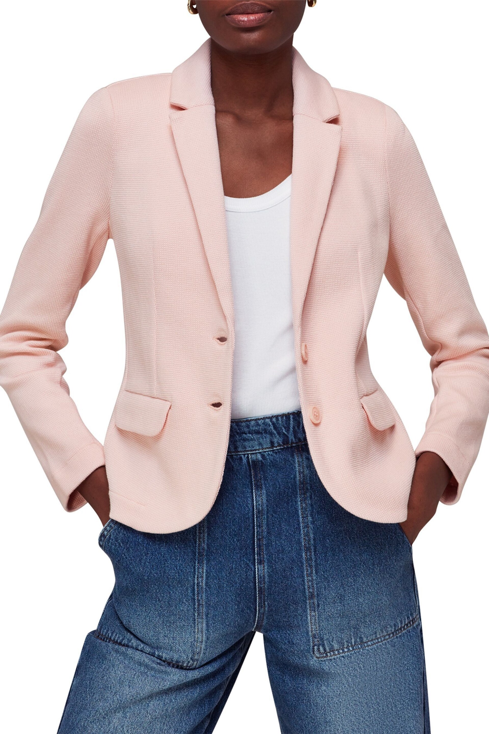 Whistles Pink Slim Jersey Jacket - Image 1 of 4