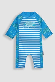 JoJo Maman Bébé Aqua Blue UPF 50 1-Piece Sun Protection Suit - Image 1 of 3