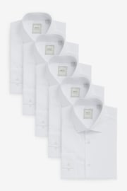 White Easy Care Single Cuff Shirts 5 Pack - Image 1 of 6