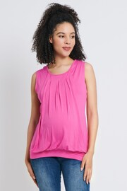 JoJo Maman Bébé Pink Sleeveless Pleated Maternity & Nursing Top - Image 1 of 1