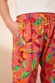 Rust Orange/ Pink Tropical Flower Print Jersey Stretch Lightweight Trousers (3-16yrs) - Image 5 of 8