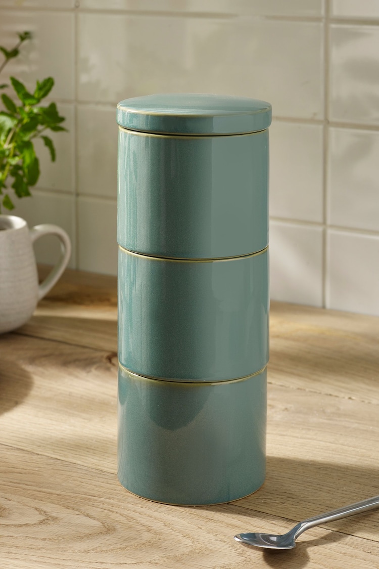 Set of 3 Teal Blue Wolton Stacking Storage - Image 1 of 4