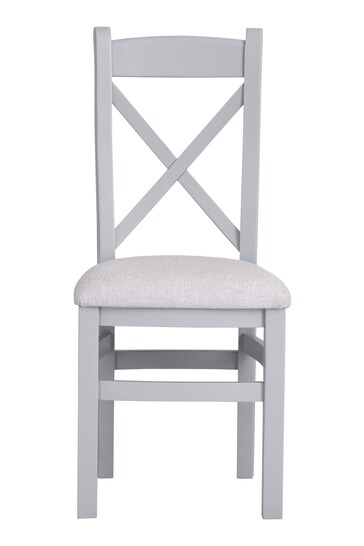K Interiors Grey Oak K Interiors Windsor Cross Back Fabric Seat Dining Chair Set of 2