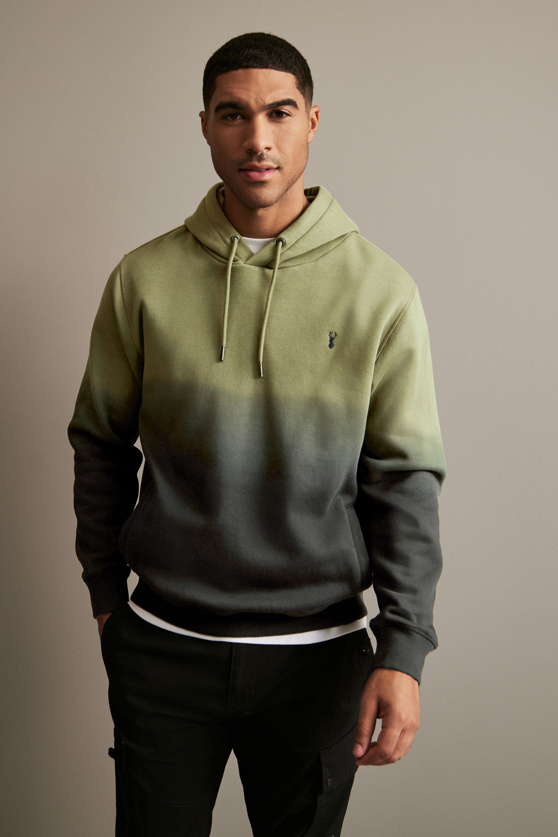 Buy Khaki Green Dip Dye Ombre Hoodie from Next Luxembourg