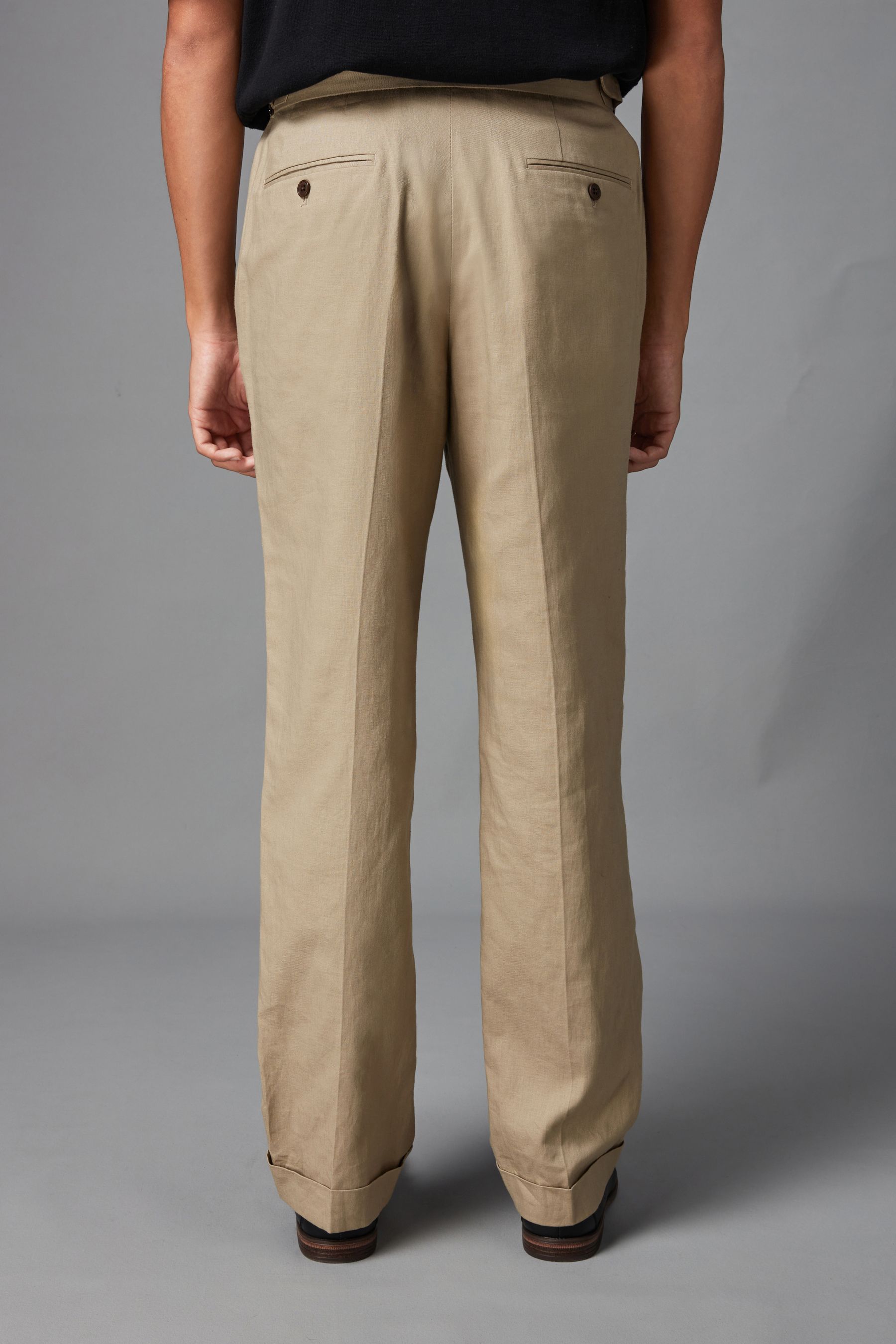 Buy Stone Linen Cotton Side Adjuster Trousers from Next USA