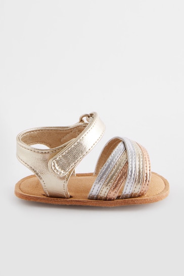 Gold Cross Strap Baby Sandals (0-24mths)