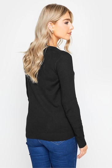 black scoop neck shirt