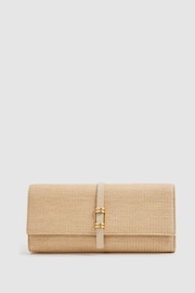 Reiss Natural Regent Raffia Baguette Clutch Bag - Image 1 of 6