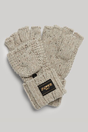 Superdry Brown Cable Knit Gloves