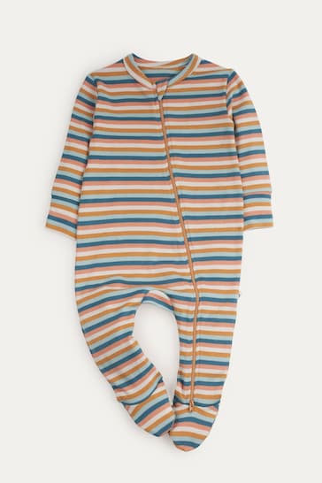 KIDLY Organic Zip Blue/Brown Sleepsuit