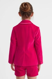 Reiss Bright Pink Bree Junior Single Breasted Velvet Blazer - Image 5 of 6