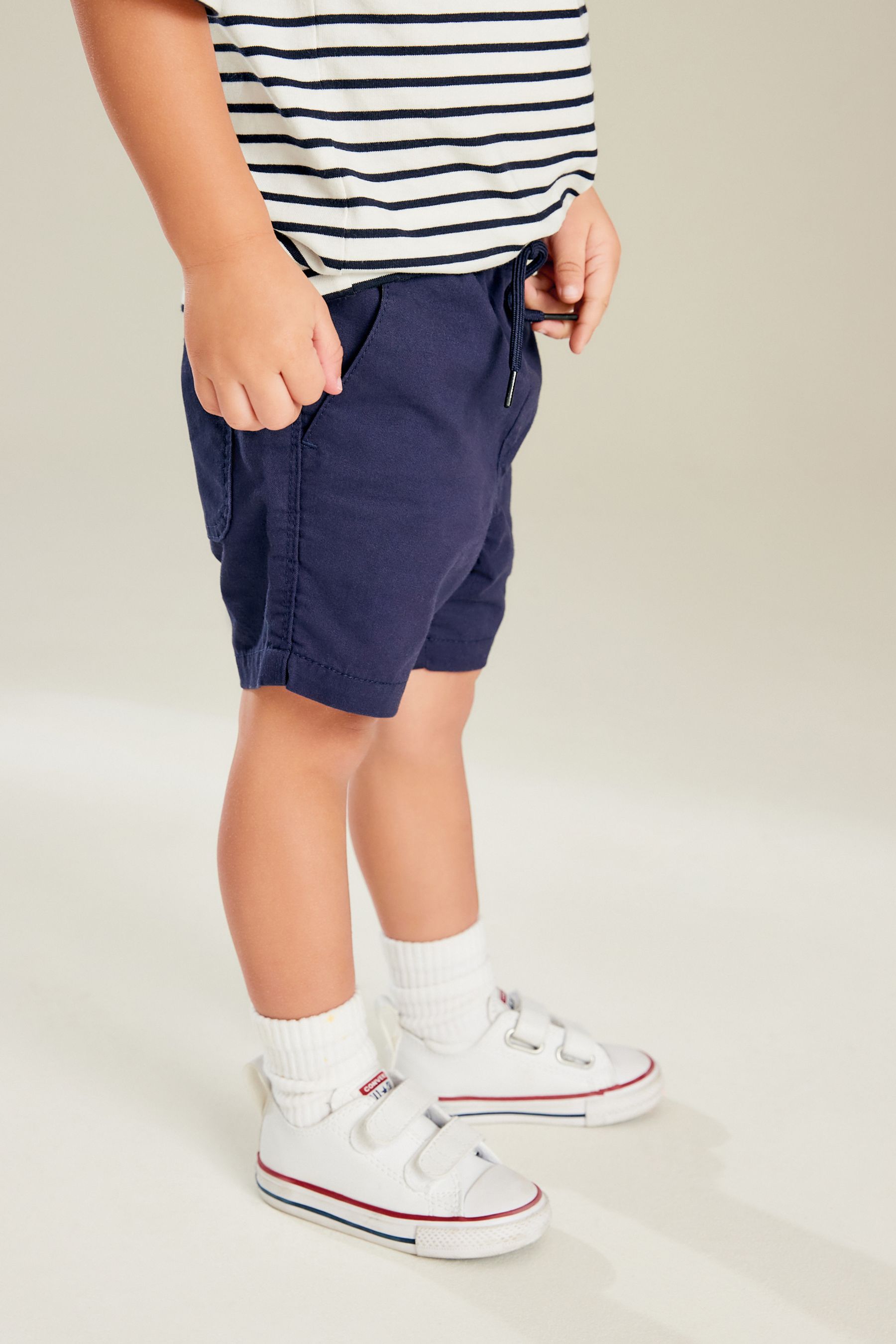 Navy blue pull on shorts hot sale