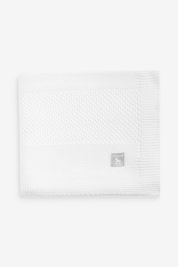 White Large Supersoft Textured Cotton-Knitted Blanket