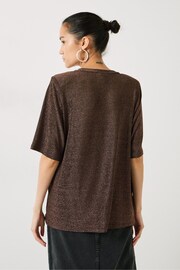 Hush Brown/Gold Michaela Sparkle Shoulder Pad Top - Image 2 of 5