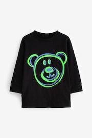 Green/Black Bear 100% Cotton Long Sleeve Animal Print Character T-Shirts 3 Pack (3mths-7yrs) - Image 4 of 6