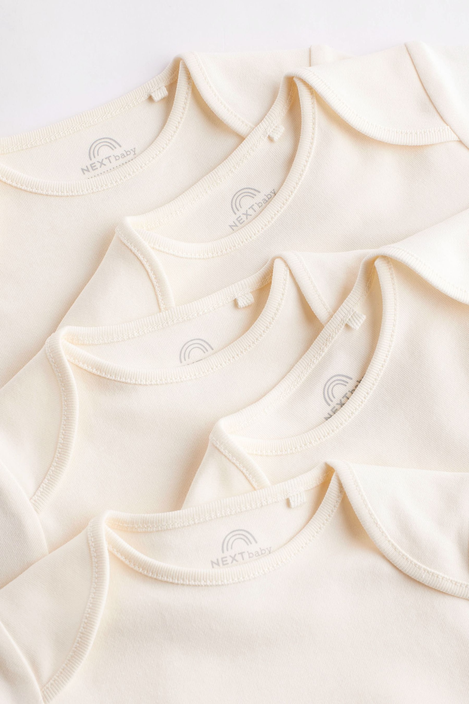 Cream Essential Baby Long Sleeve Bodysuits 5 Pack - Image 4 of 7