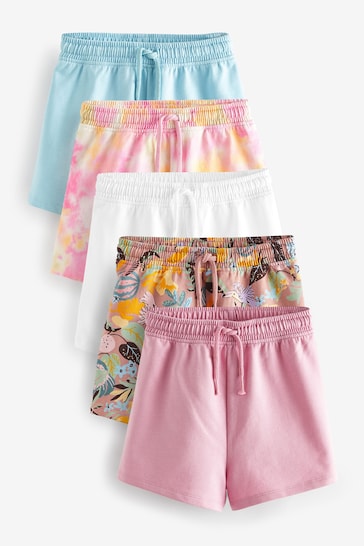 Multi White/Blue/Pink/Tie Dye/Tropical 5 Pack Shorts (3-16yrs)