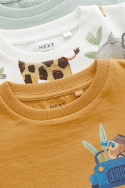 Blue/Yellow Safari Long Sleeve Animal Print Character T-Shirts 3 Pack (3mths-7yrs) - Image 6 of 6