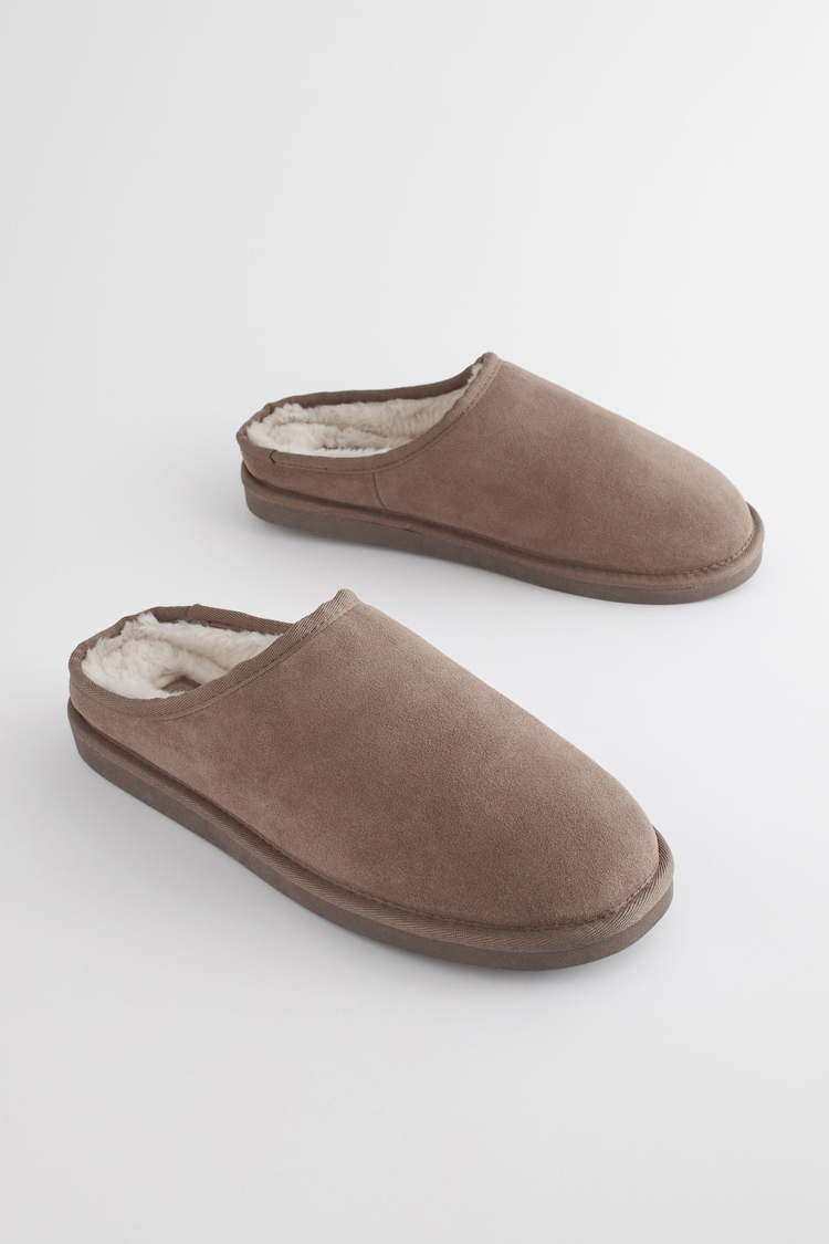 Taupe Brown Signature Suede Slippers - Image 2 of 6