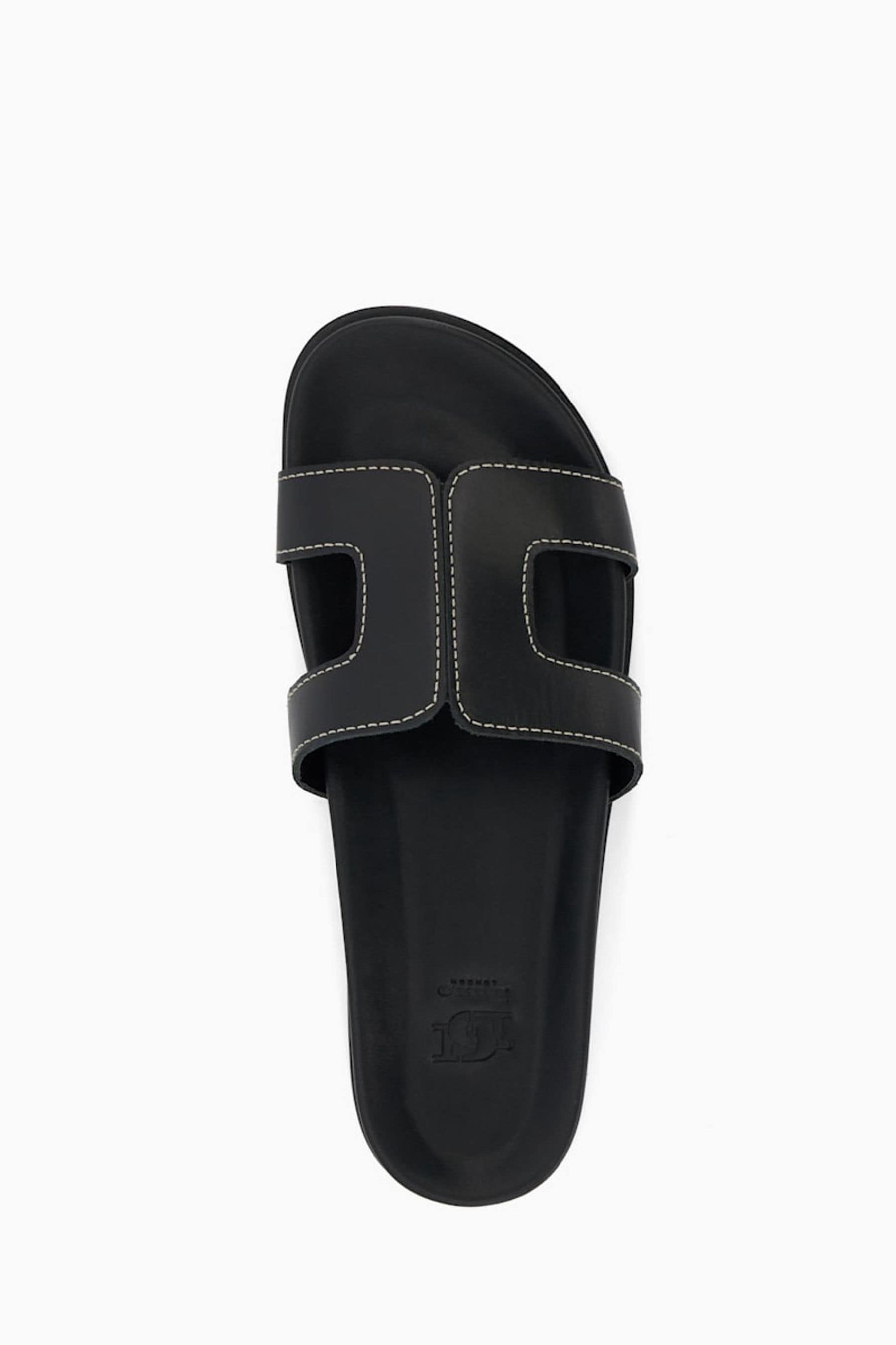 Dune London Black Chrome Regular Fit Loupa Footbed Smart Slides