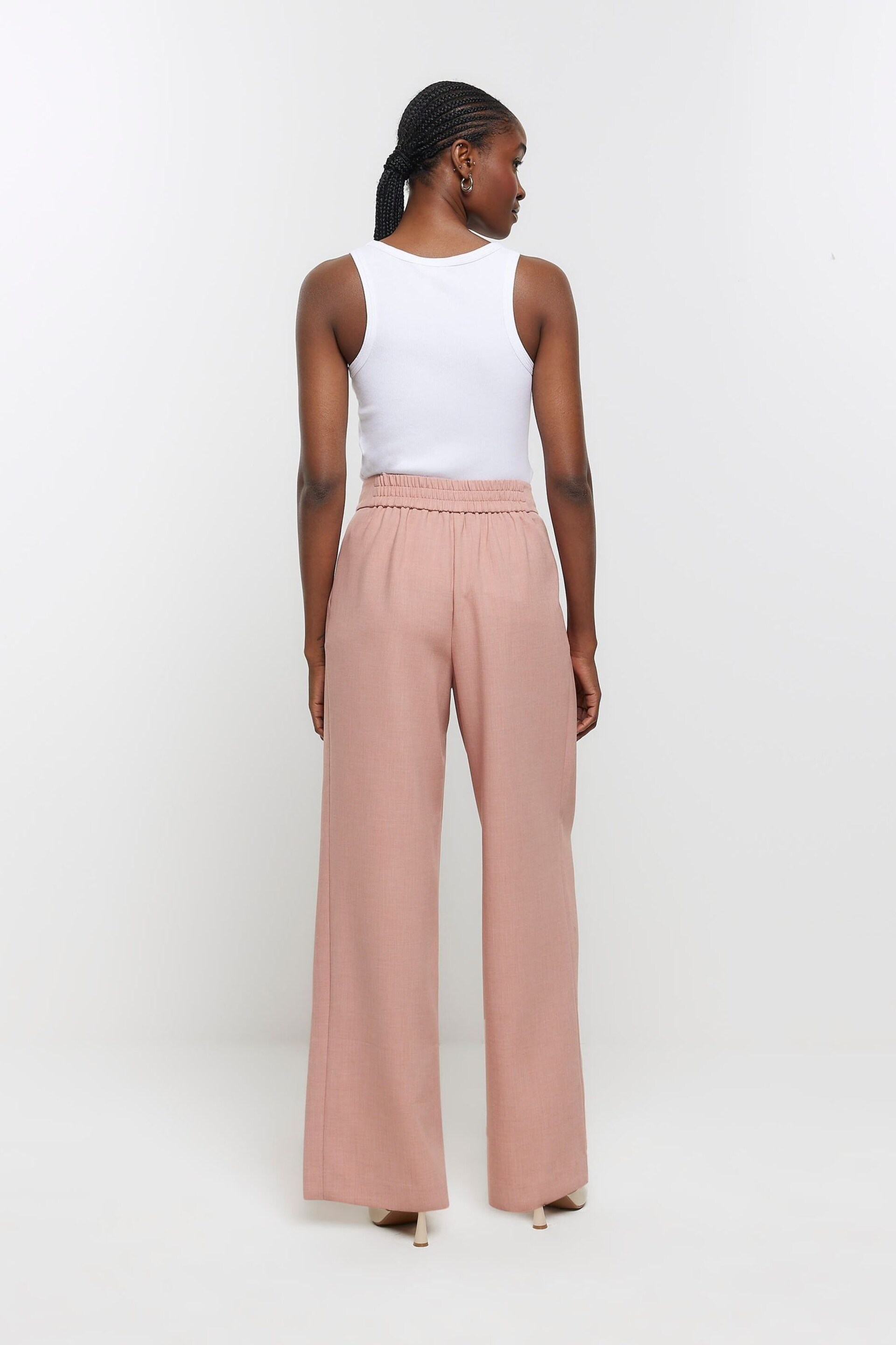 River Island Pink Triple Pleat Wide Leg Trousers - Image 2 of 4