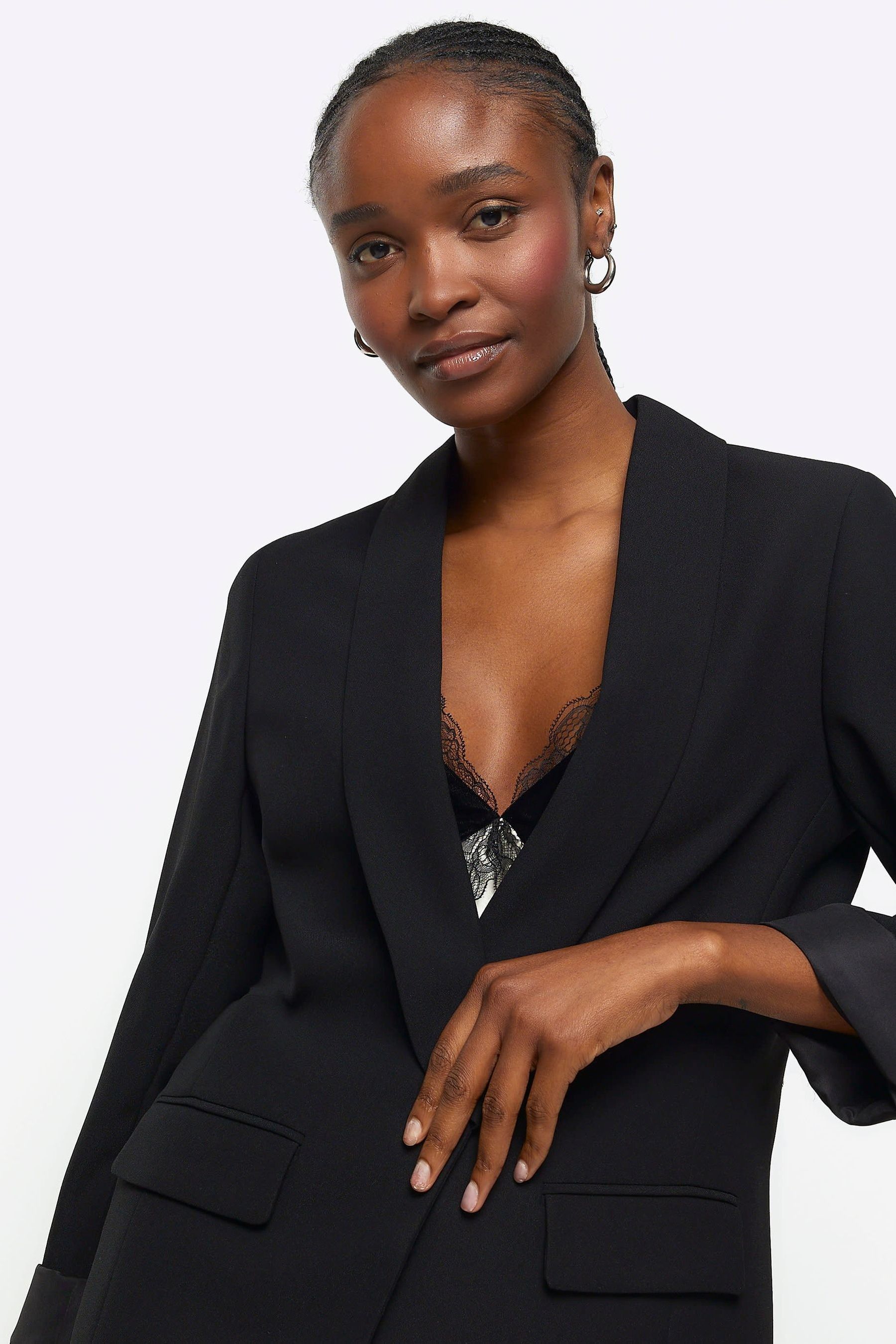 River island black outlet blazer