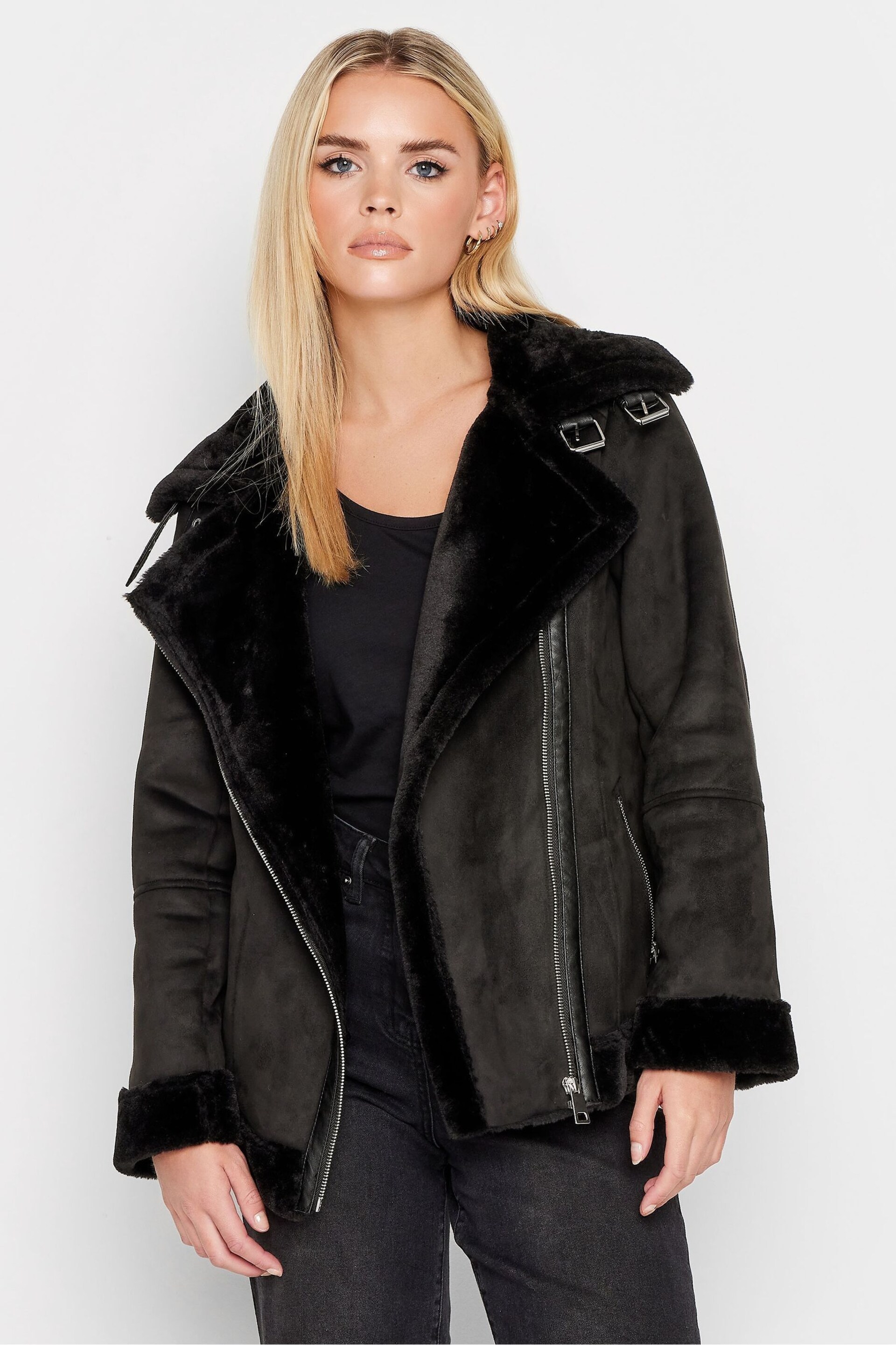 PixieGirl Petite Black Aviator Jacket - Image 1 of 4