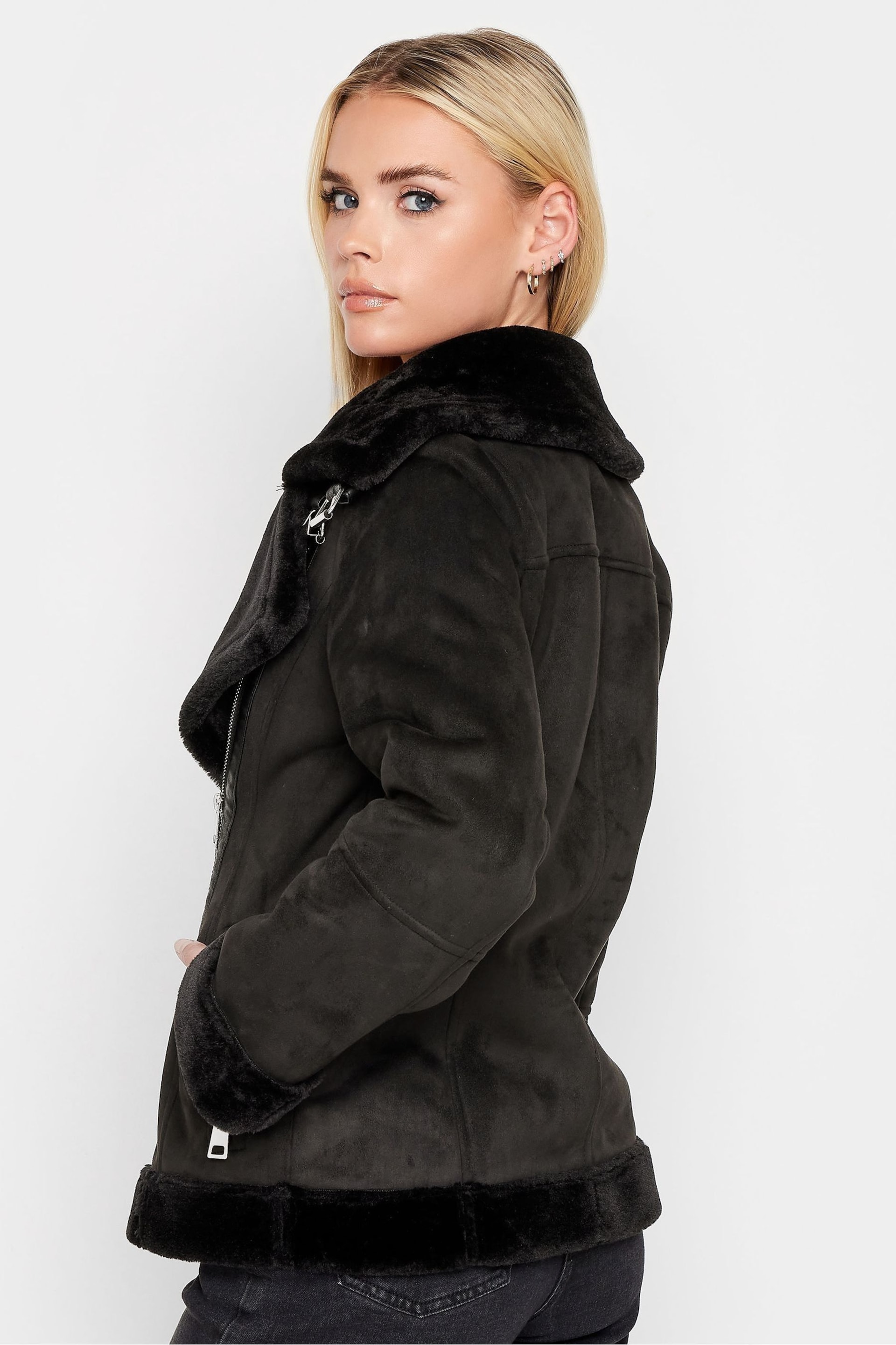 PixieGirl Petite Black Aviator Jacket - Image 2 of 4