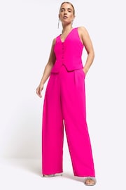 River Island Pink Wide Leg Pleated Trousers - Image 1 of 4