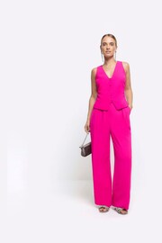 River Island Pink Wide Leg Pleated Trousers - Image 3 of 4