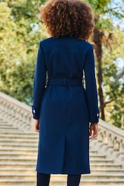 Sosandar Navy Petite Military Wrap Longline Coat - Image 4 of 6