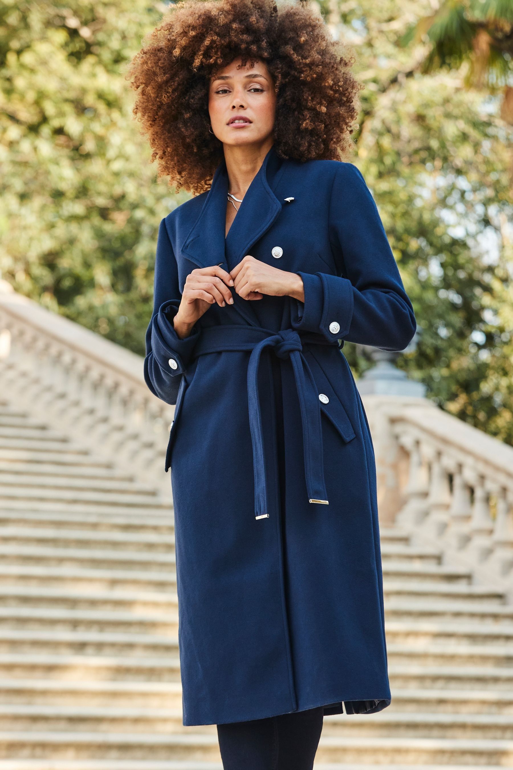 Ladies navy military style coat online