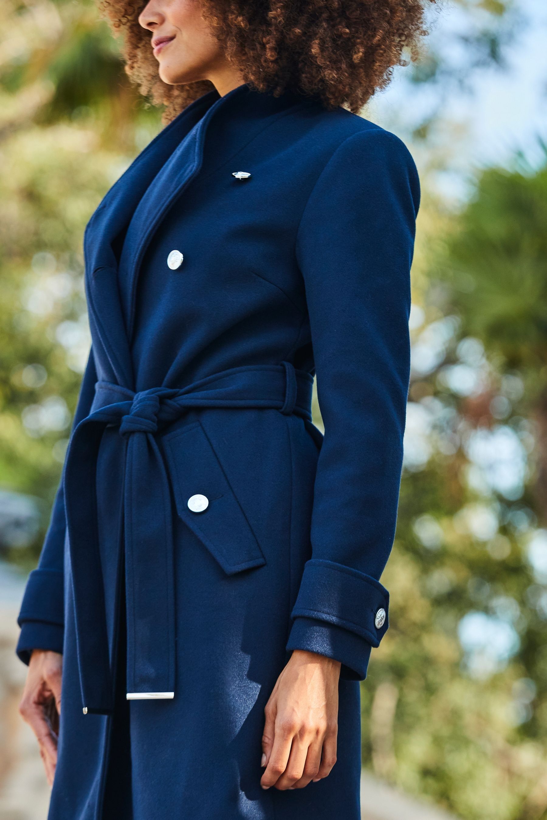 Buy Sosandar Navy Petite Military Wrap Longline Coat from the Next UK online shop