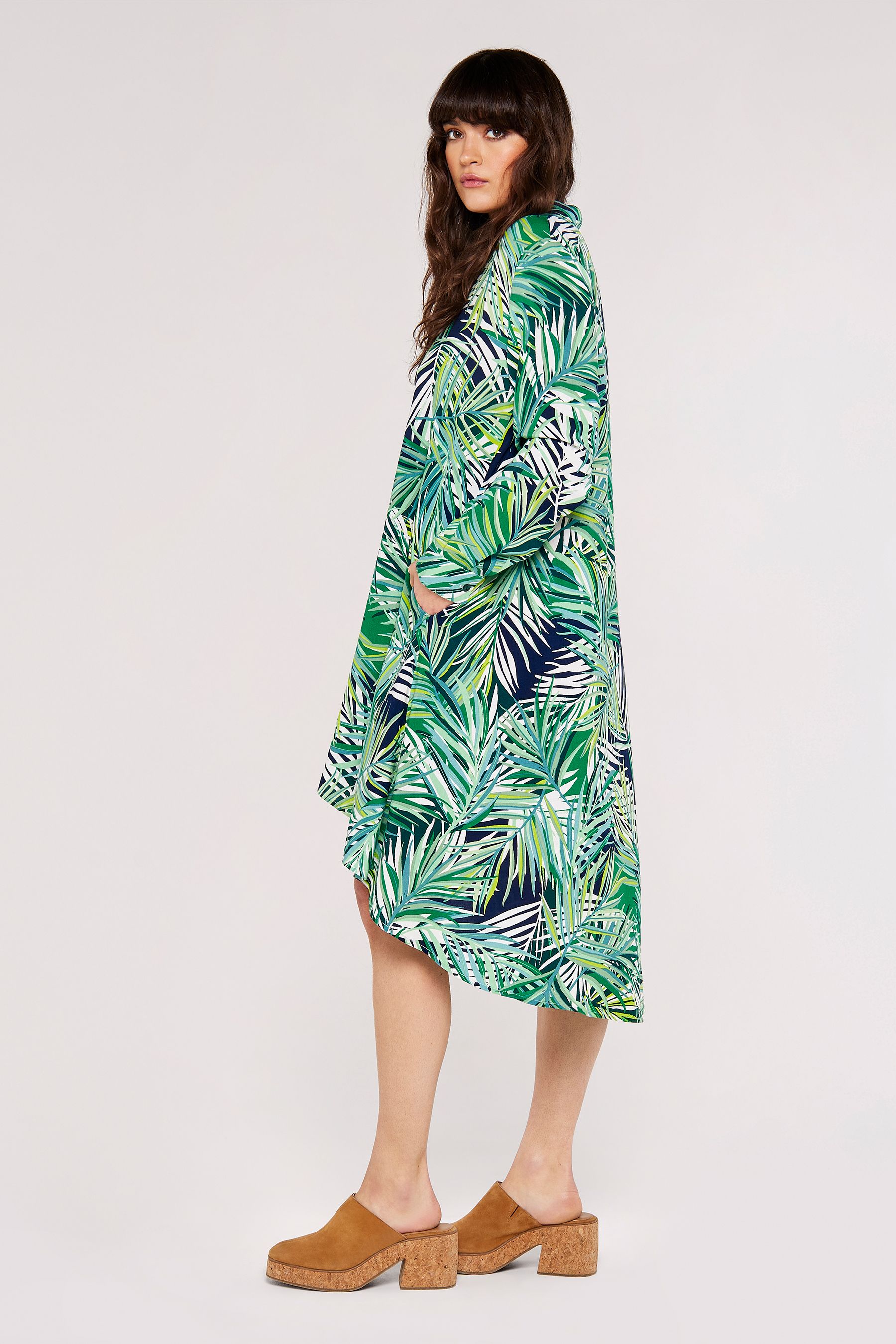 Apricot tropical palm dress cheap