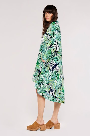 Apricot Blue & Green Multi Layer Tropical Hi-Lo Shirt Dress