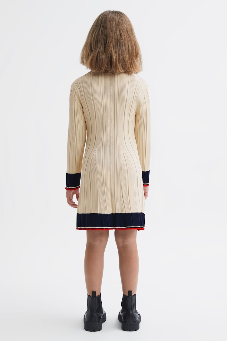 Reiss Camel Annie 4-9 yrs Ribbed Colourblock Mini Dress - Image 5 of 5