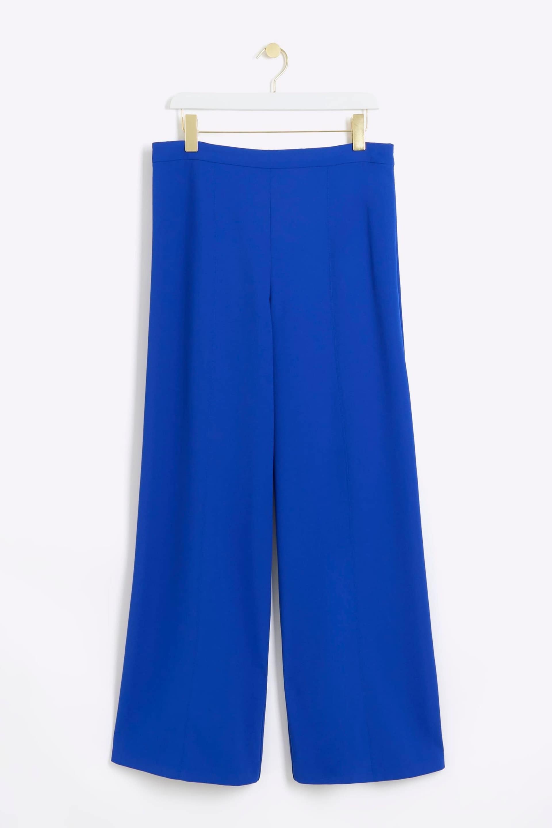 River Island Blue Triple Pleat Wide Leg Trousers - Image 4 of 5