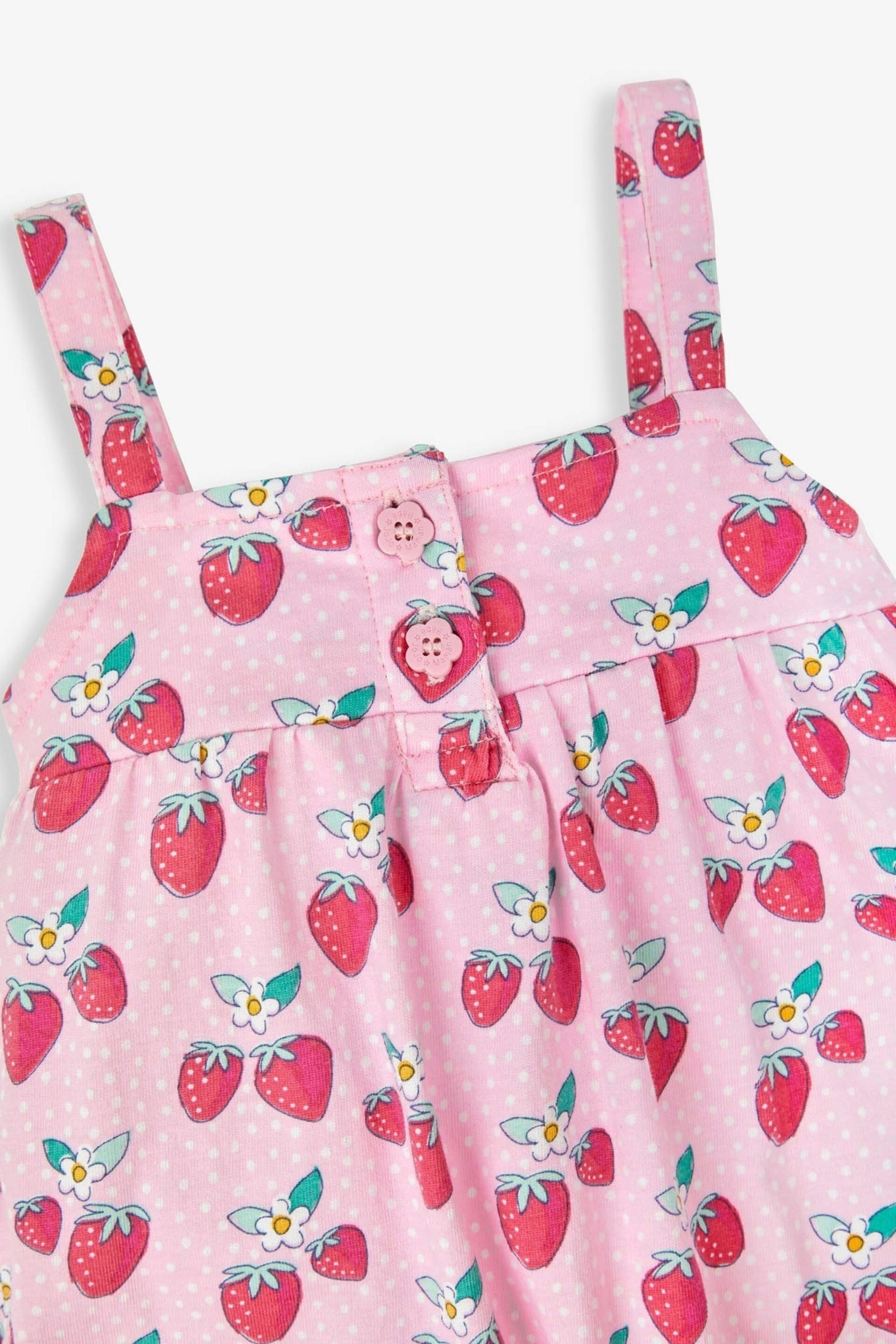 JoJo Maman Bébé Pink Strawberry Print Jumpsuit - Image 2 of 2