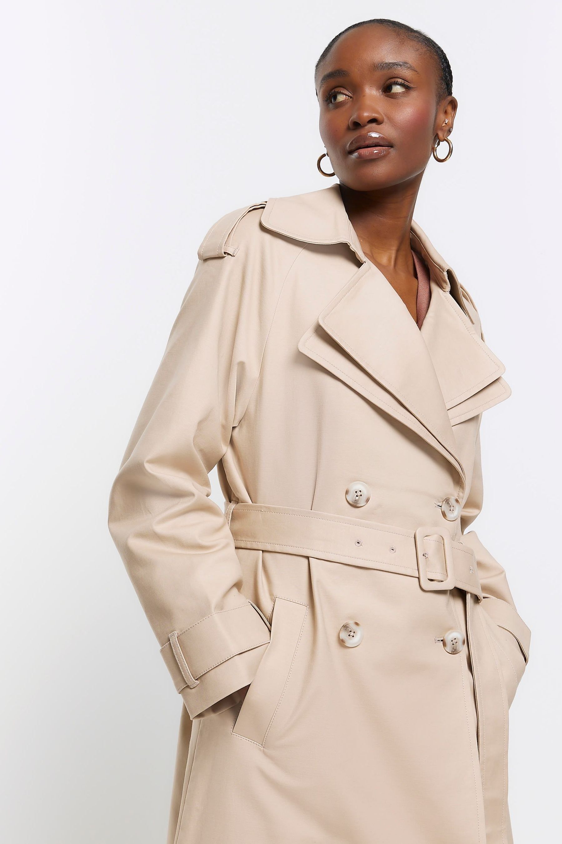 River island double breasted coat hot sale