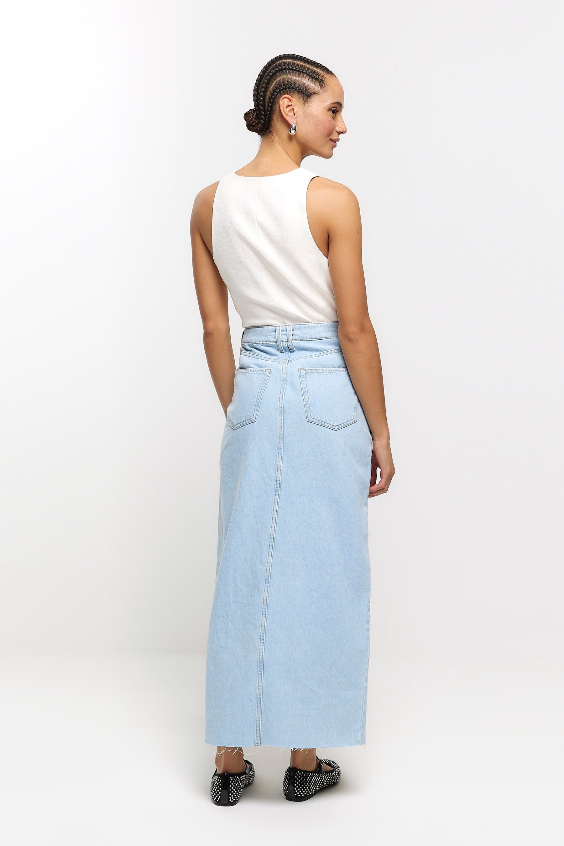 Denim maxi skirt river island new arrivals