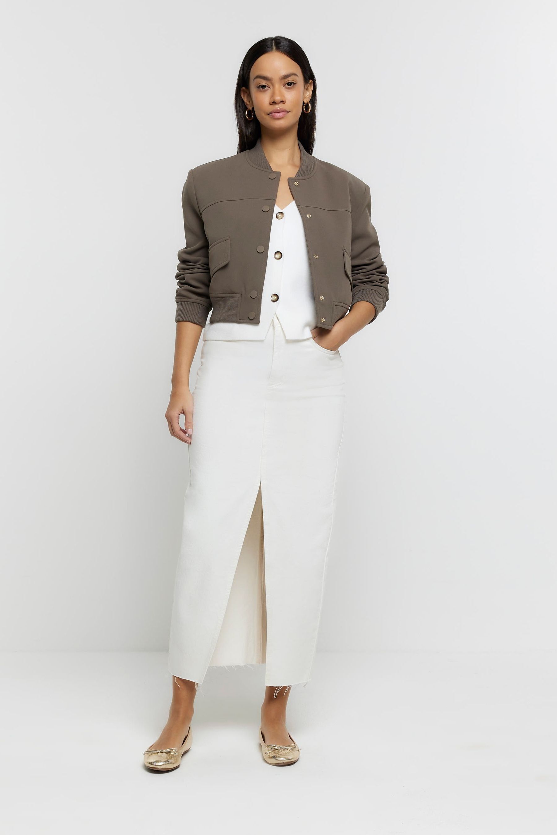 River island white denim outlet skirt