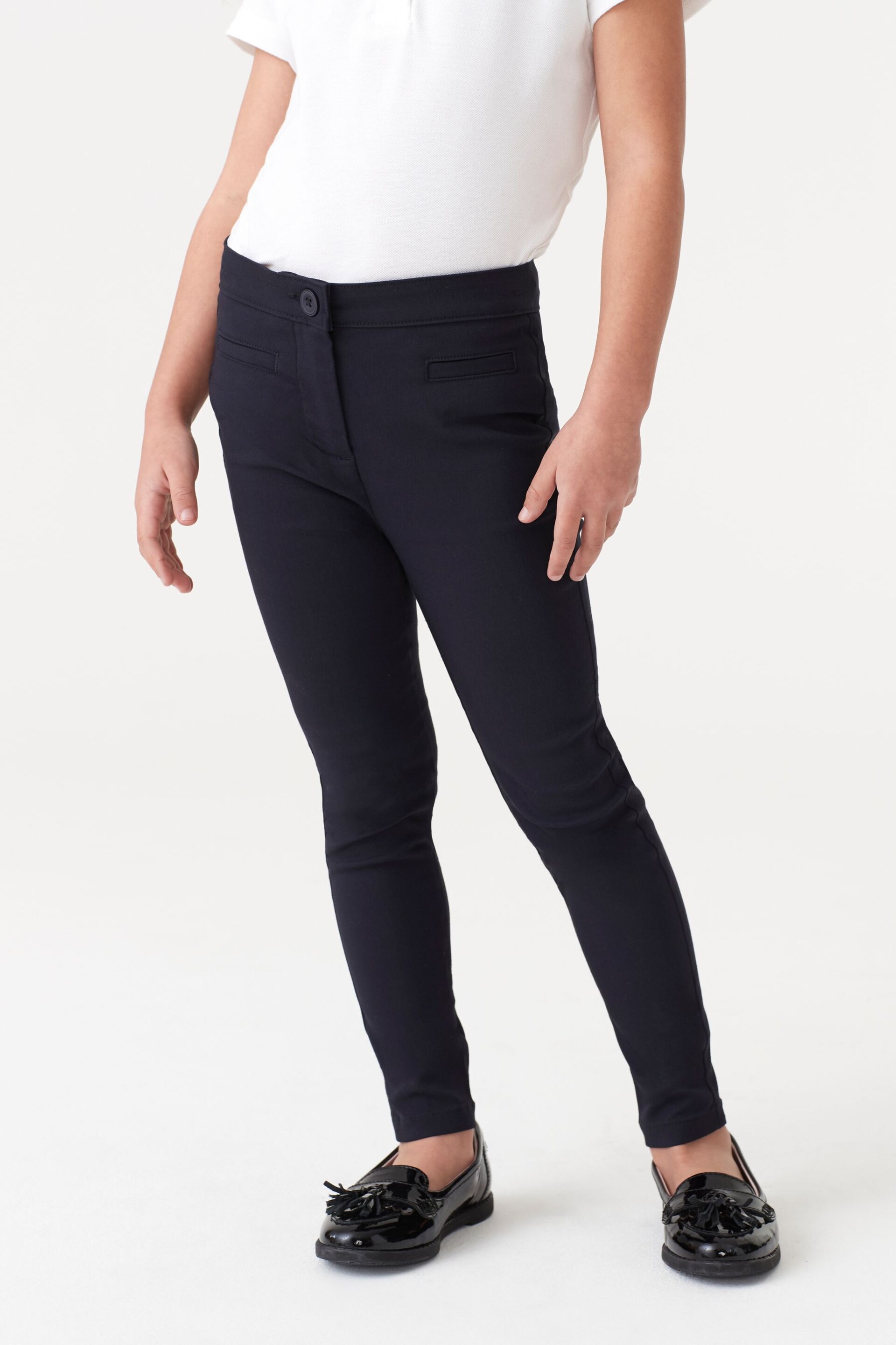 Navy Blue School Skinny Stretch Trousers (3-16yrs) - Image 1 of 8