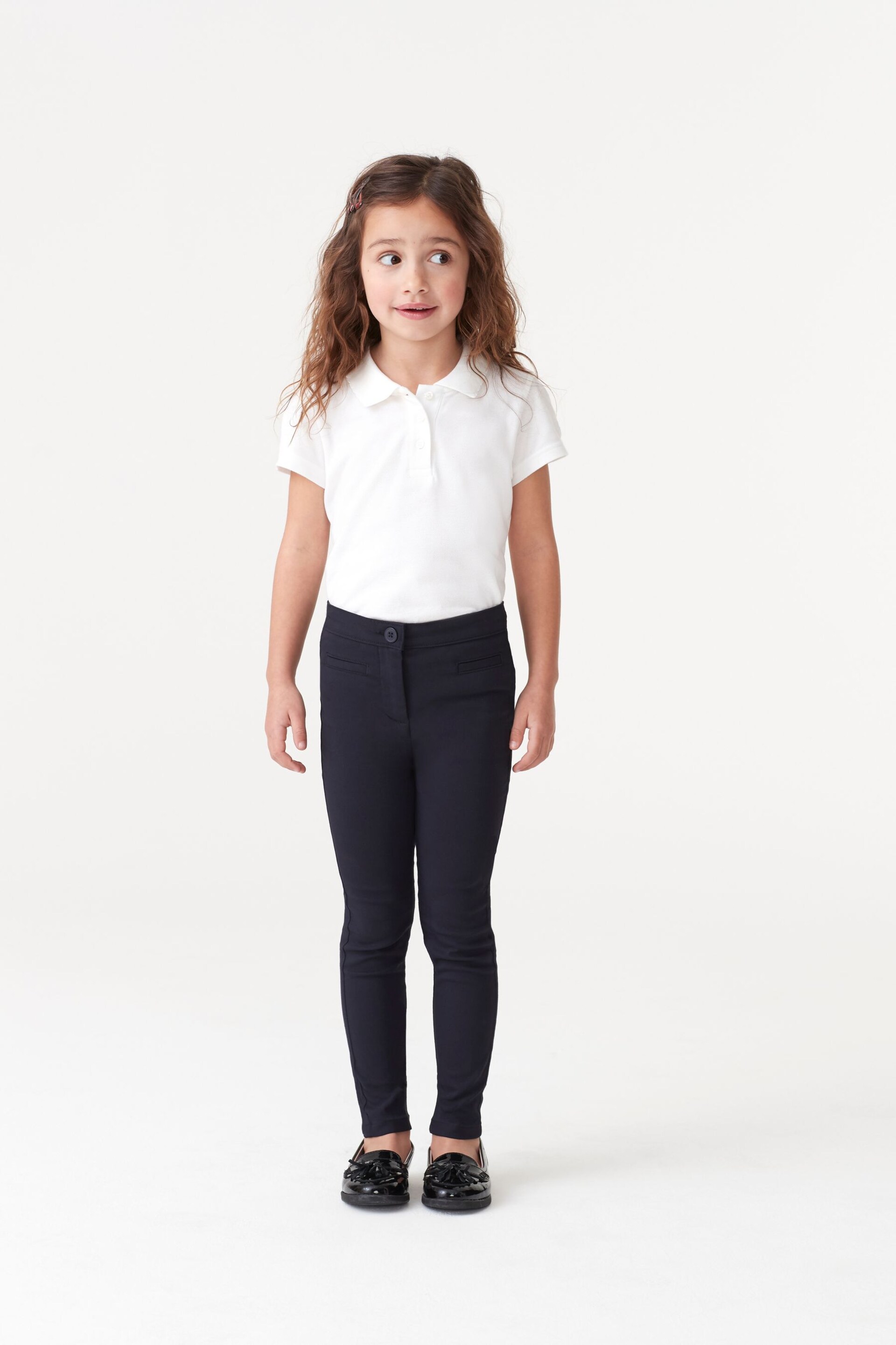 Navy Blue School Skinny Stretch Trousers (3-16yrs) - Image 3 of 9